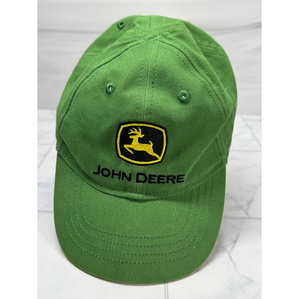 John Deere Toddler Green Cotton Baseball Cap Hat Embroidered Logo EUC